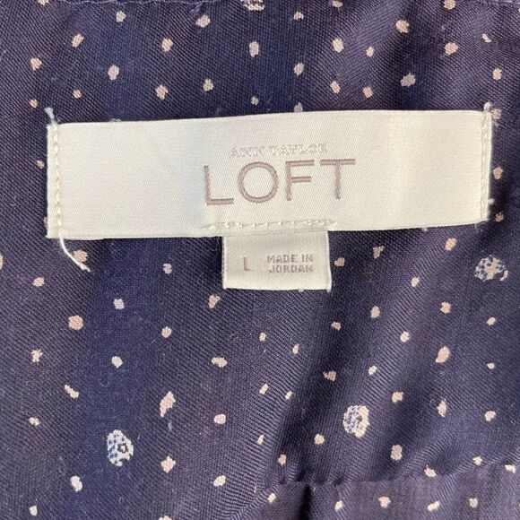 LOFT Sheer Navy Blue Button Down Top Size L EUC - Picture 5 of 6